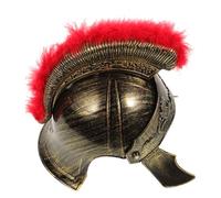 TOYANDONA Casque de Guerrier Adulte Rouge Plumage Doré Casque Romain Léger Taille Unique pour Costume Médiéval Cosplay Guerrier Antique Accessoire Homme et Adolescent pour Halloween et