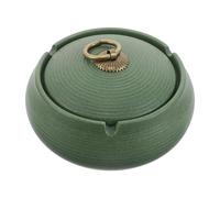 TOYANDONA Cendrier en Céramique avec Couvercle Vert Petit Cendrier Décoratif Coupe-Vent pour Intérieur et Extérieur Stable pour Terrasse Bureau et Maison Anti-odeurs et Anti-basculement