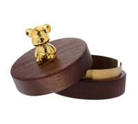 TOYANDONA Cendrier Rétro Bois de Noyer Rond avec Couvercle Facile à Nettoyer Porte-Cendres pour Bureau Naturel et Sûr Design Vintage Compact