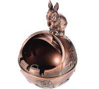 TOYANDONA Cendrier Vintage de Lapin Couvercle Cendrier Compact en Métal Couleur Rouge Antique Élégant pour Décoration Intérieure et Usage Extérieur