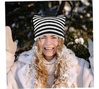 TOYANDONA Chapeau De Chat Rayé Mignon Chapeau De Noel Chat Bonnet en Tricot Animal De Compagnie Tricoté Bonnet Enfants Casquettes Tricotées Unisexes Tricot Acrylique
