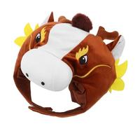 TOYANDONA Chapeau de Cosplay Tête de Cheval en Peluche Douce, Bonnet de Cheval du Zodiaque pour Nouvel An Chinois 2026, Accessoire Photo Festif pour Fêtes et Photomatons, Taille Unique