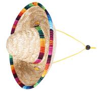 TOYANDONA Chapeau de Paille Tressé pour Animal de Compagnie Taille M Corde Réglable Beige Chapeau de Soleil Respirant et Décoratif pour Été et Activités Extérieures