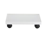 TOYANDONA Chariot à Plantes Rectangulaire Blanc en Abs et PP, Base Mobile | Plateau à Roulettes pour Bac, Mouvement Souple et Usage Fréquent, Format Étroit avec Couvercle