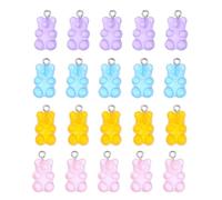 TOYANDONA Charms Ours en Résine Couleur Bonbon, 20 Pièces Multicolores, Pendentifs pour Bijoux Diy, Accessoires Suspendus pour Bracelets, Porte-clés et Créations Artisanales