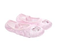 TOYANDONA Chaussures de Danse Classique Fille Taille 25 en Satin Rose Semelle Fendue Antidérapante en Daim Pantoufles de Ballet Brodés à Paillettes pour Yoga Gymnastique et Cours de