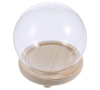 TOYANDONA Cloche en Verre Ronde 15 CM Socle en Bois Naturel Accessoire de Fleur Préservée Couverture Transparente pour Micro-Paysage et Décoration Intérieure