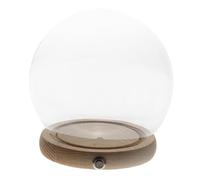 TOYANDONA Cloche en Verre Transparente avec Socle Lumineux en Bois Naturel, Couvercle décoratif pour Fleurs artificielles et Objets d'exposition, Protection élégante pour décoration