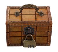 TOYANDONA Coffre Trésor Vintage Bois avec Serrure à Code Boîte à Bijoux Décorative pour Intérieur Coffret de Rangement Rétro pour Accessoires et Énigmes Escape