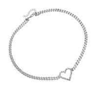 TOYANDONA Collier Cœur Femme à Cristaux Élégant Chaîne Ras Du Cou Courte Métal Résistant Accessoire Mode pour Filles Design Unique et Éclatant