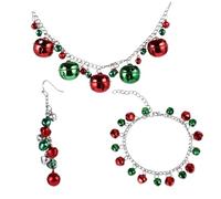 TOYANDONA Collier de Noël avec Clochette Bracelet et Boucles Oreilles Parure de Bijoux pour Fêtes
