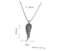 TOYANDONA Collier Homme en Acier Titane Pendentif Plume Aile D’ange Unique, Chaîne de Pull Noire Vintage, Bijou Hip-hop Élégant pour Anniversaire et Usage Quotidien