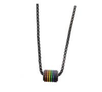 TOYANDONA Collier Pendentif Arc-en-ciel en Acier Inoxydable Noir, Bijou Égalité Unisexe, Décoration de Cou pour Usage Quotidien et Soirée, Design Créatif et Élégant