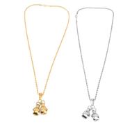TOYANDONA Collier Pendentif Boxe Ras-du-cou Punk en Métal Argenté et Doré pour Homme et Femme, Lot de 2 Set de Pièces, Accessoire pour Présent Anniversaire et Style Urbain