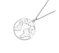 TOYANDONA Collier Pendentif Carte du Monde Ajouré en Alliage, Bijou de Voyage pour Femme, Résistant à L’usure, Usage Quotidien et Sorties, Design Créatif et Léger