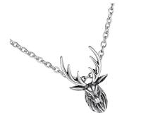 TOYANDONA Collier Pendentif Cerf Vintage en Titane Acier Inoxydable, Chaîne Clavicule O, Collier Simple pour Femme, Bijou Élégant Polyvalent pour Soirée et Présent de Noël