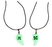 TOYANDONA Collier Pendentif Couple 1 Paire Trèfle Lumineux Fleurs Séchées, Chaîne Clavicule en Alliage Argenté, Bijoux Décoratifs pour Femmes, Présent Romantique et Élégant