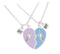 TOYANDONA Collier Pendentif Cœur Cousu Licorne, Chaîne En Alliage, Bijoux Clavicule Pour Fille, Ensemble 2 Pièces, Présent Amitié, Accessoire Mode Élève