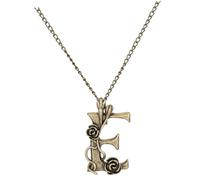 TOYANDONA Collier Pendentif Femme Lettre E en Alliage Vintage Bronze Antique Chaîne Longue Décorative Motif Rose Collier Original pour Pull et Tenue Décontractée