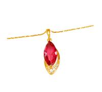TOYANDONA Collier Pendentif Femme Pierre Synthétique Rouge Alliage Doré Étincelant Brillant et Solide Bijou Romantique Saint-Valentin Présent Élégant pour Femme Décoration de Pendentif