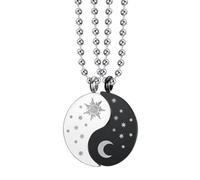 TOYANDONA Collier Pendentif pour Couple en Acier Inoxydable 1 Paire Pendentifs Soleil et Lune Noirs Chaîne 60 CM Collier Couture Amitié Accessoire Mode pour Saint-Valentin et Usage