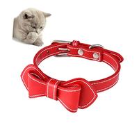 TOYANDONA Collier pour Animaux avec Nœud PU Collier Pratique pour et Chiens Rouge
