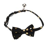 TOYANDONA Collier pour Chat Noir à Nœud Décoratif Amovible, Double Couche avec Motif Léopard Doré, Boucle de Sécurité Réglable, Léger et Confortable, Collier Lavable pour Animaux,