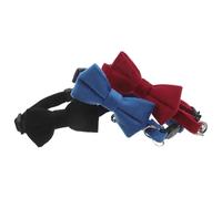 TOYANDONA Collier pour Chien et Chat Réglable avec Nœud et Clochette, Lot de 3 Pièces Noir Bleu Rouge, Collier Doux et Confortable pour Chiot, Accessoire pour Fêtes et Usage Quotidien