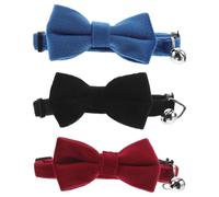 TOYANDONA Collier pour Chiens et Chats 3 Pièces Réglable avec Nœud Décoratif et Clochette, Lot Multicolore Noir Bleu Rouge, Accessoire Confortable et Sûr pour Chiots et Chatons