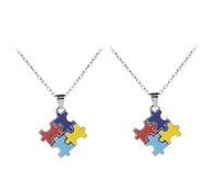 TOYANDONA Collier Puzzle de Sensibilisation à L'Autisme 2 Pièces Pendentifs Puzzle Colorés 4 Couleurs Bijou Décoratif Léger et Solide Présent Symbolique pour Sensibilisation Sociale