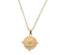 TOYANDONA Collier Ras-du-Cou Amulette en Acier Inoxydable Doré Pendentif Soleil Tarot Vintage Zircon Bijou Anti-Mauvais Œil pour Femme et Fille Accessoire Mode Quotidien et Événement