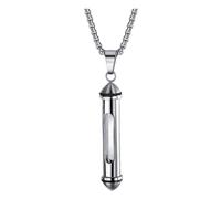 TOYANDONA Collier Urne pour Cendres Homme en Acier Titane Poli Pendentif Cylindrique Ouvrable 1 PC Chaîne Perles Carrées 3X55 CM Bijou Commémoratif pour Souvenir Funéraire