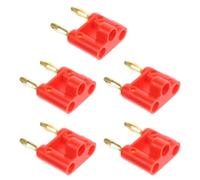 TOYANDONA Connecteurs Banane Doubles Construction Robuste pour Usage Domestique et Théâtre 5 Pièces Rouges en Alliage et Plastique, Compatibles Haut-parleurs et Amplificateurs