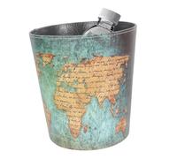 TOYANDONA Corbeille à Papier Rétro Cuir Style Britannique Poubelle sans Couvercle pour Bureau et Maison Panier à Déchets Décoratif avec Motif Carte Verte Poubelle Vintage pour Salon et