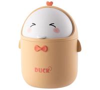 TOYANDONA Corbeille de Bureau Mini Poubelle de Table Jaune en Plastique Couvercle Poubelle de Dessin Animé Portable et Compacte pour Bureau Petite Pratique Anti-odeur