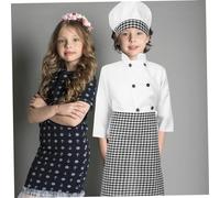 TOYANDONA Costume Chef Garçon Fille avec Tablier à Carreaux et Chapeau Set Cuisinier Garçon Fille pour Jeu de Rôle Cuisine et Pâtisserie Protection Vêtements et Confortable pour Activités