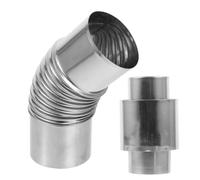 TOYANDONA Coude de Cheminée 60mm en Acier Inoxydable, Raccord 45° | Kit Clapet Anti-retour, Installation Compacte, Usage Maison et Camping, Compatible Poêle Bois et Foyer