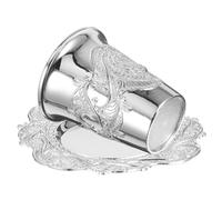 TOYANDONA Coupe de Kiddouch en Métal avec Soucoupe - Set de 2 Coupes à Vin Décoratives pour Shabbat et Pâque - Verres à Vin Judaica pour Cérémonie Religieuse - Fête Religieuse et