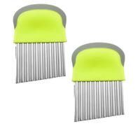 TOYANDONA Coupe-légumes Ondulé 2pcs en Acier Inoxydable Vert pour Pommes de Terre et Fruits, Lame D'onde, Outil de Coupe Léger et Créatif Cuisine