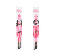 TOYANDONA Couplet de Porte de Noël à Suspendre, 1 Paire Motif Casse-Noisette, en Tissu Solide, pour Décoration Murale de Fête Intérieure et Extérieure