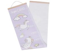 TOYANDONA Courbe de Croissance pour Garçon et Filles en Bois et Toile Lavande Impression Claire, Règle Murale à Accrocher pour Mesurer la Hauteur Chambres et Crèches