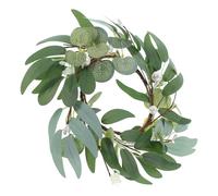 TOYANDONA Couronne Bougie Pilier Eucalyptus Artificielle Perles, Anneau Porte-Bougie Chauffe-Plat Décoratif, Centre de Table de Mariage, Décoration Romantique pour Hôtel et Intérieur, 1