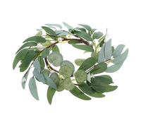 TOYANDONA Couronne de Bougie Artificielle Eucalyptus Perles, Petite Couronne Décorative pour Centre de Table Mariage, Anneau Porte-Bougie Pilier Polyvalent pour Hôtel et Décoration