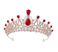 TOYANDONA Couronne de Princesse en Métal pour Fille Diadème en Strass Doré-Rouge Léger Accessoire pour Fêtes D’Anniversaire et Séances Photo Tiare Décorative pour Garçon et Filles