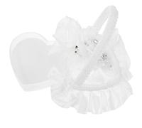 TOYANDONA Coussin pour Alliances de Mariage en Satin avec Dentelle Mini Boîte à Bague de Cœur Poignée Intégrée Porte-Alliances Portable pour Cérémonie et Fiançailles Décoration Élégante