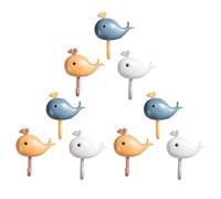TOYANDONA Crochet Mural Adhésif en ABS 9 Pièces, Petit Modèle Baleine, Support de Rangement pour Cintres, Couleurs Bleu Blanc Orange, Conçu pour Salle de Bain, Bureau et Dressing