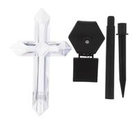 TOYANDONA Croix Solaire Funéraire LED Étanche à Couleurs Changeantes Lampe Solaire Extérieure avec Capteur Crépusculaire Lumière Décorative pour Tombeau Jardin Piquet pour Cimetière