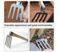 TOYANDONA Cultivateur De Jardin Et Râteau à Main pour Jardinage en Extérieur, Outil De Binage Solide Manche en Bois, 4 Dents pour Ameublir Et Désherber La Terre, Usage Domestique Et Agricole