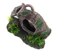 TOYANDONA Décor D'aquarium en Résine, Vase Cassé Simulation Grotte, Habitat Crevettes et Poissons, Décoration Rustique Solide, Taille Moyenne, Usage Eau Douce, Protection Tortues