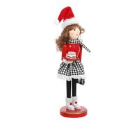 TOYANDONA Décoration Casse-Noisette en Bois 38 CM Figurine de Noël Traditionnelle Femme Tenant Un Dessert Ornement Décoratif pour Table Étagère et Cheminée Casse-Noisettes de Noël